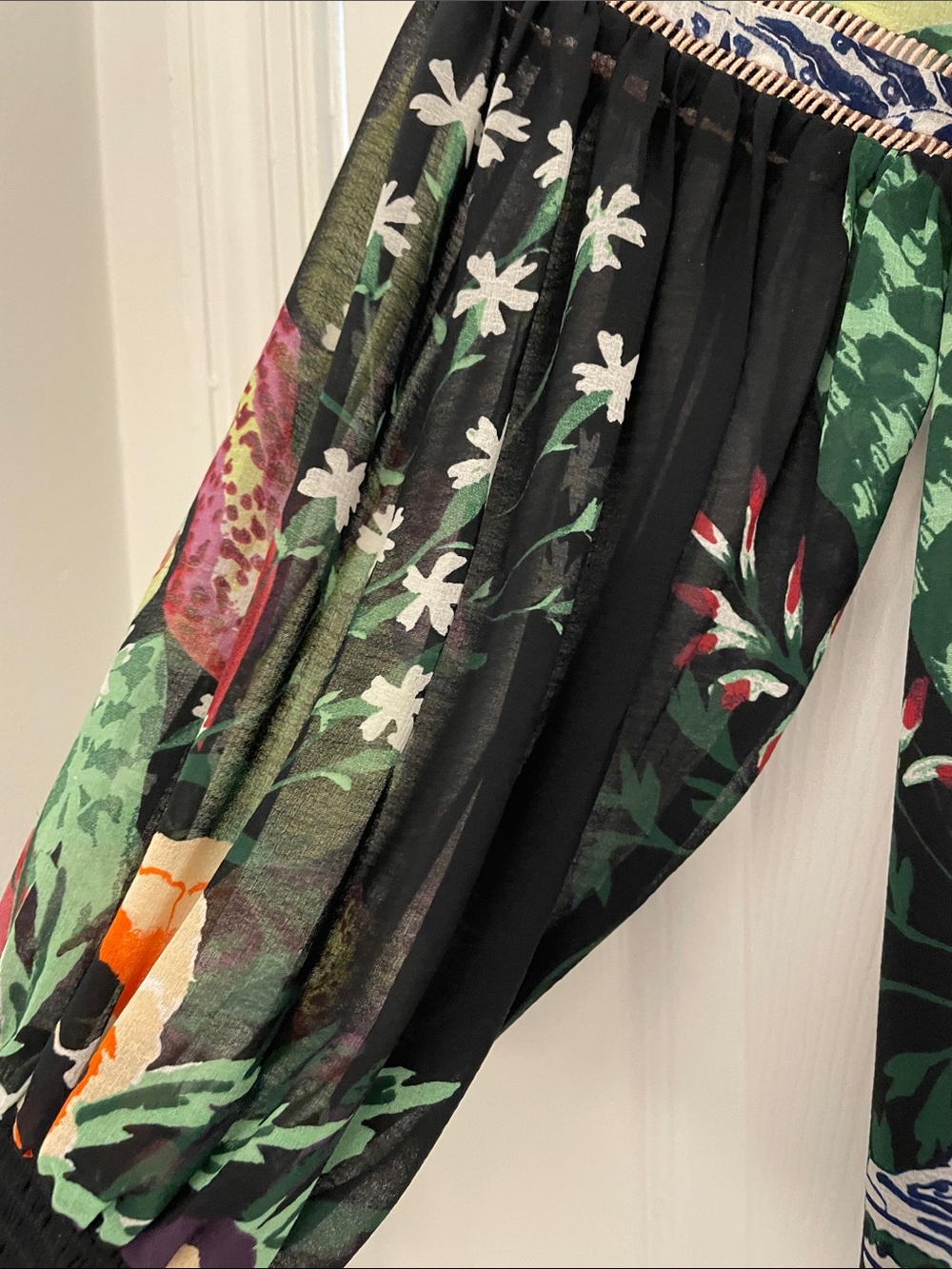 Anthropologie Floral  Blouse in Black and Green - Picture 5 of 6